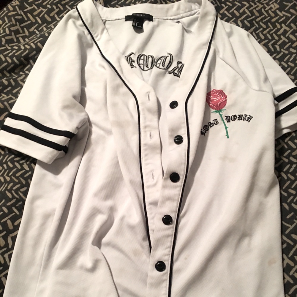 Forever 21 button down jersey tee